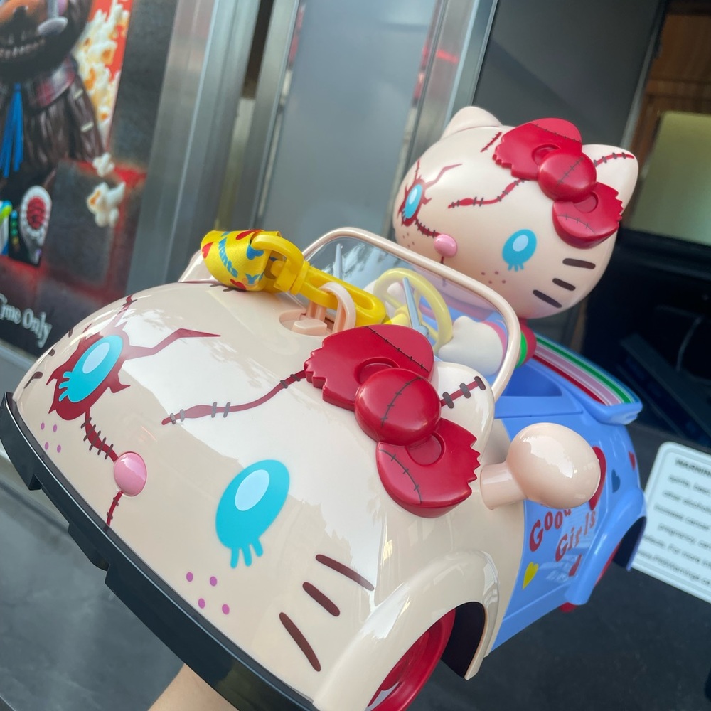 Hello Kitty Stitched Design Ride-On Car - Cream and Blue